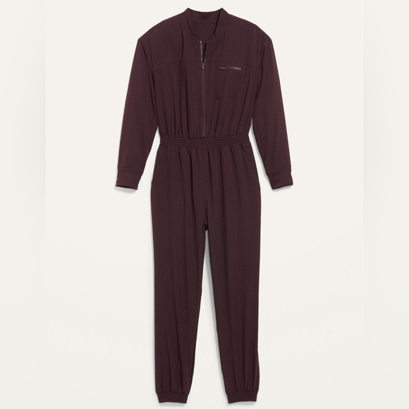 NWT! Women's Plum Wine StretchTech Cropped Zip Bomber Jumpsuit - Size XS - Picture 4 of 8